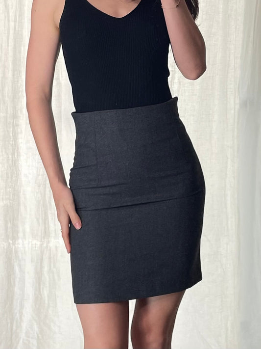Vintage 100% Wool Dark Gray Pencil Skirt S/M EU 38