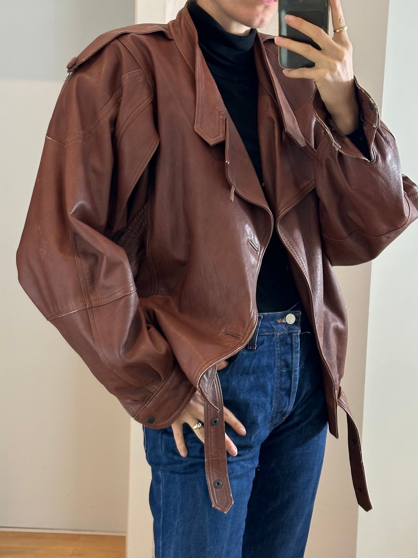 Vintage Brown Leather Jacket L