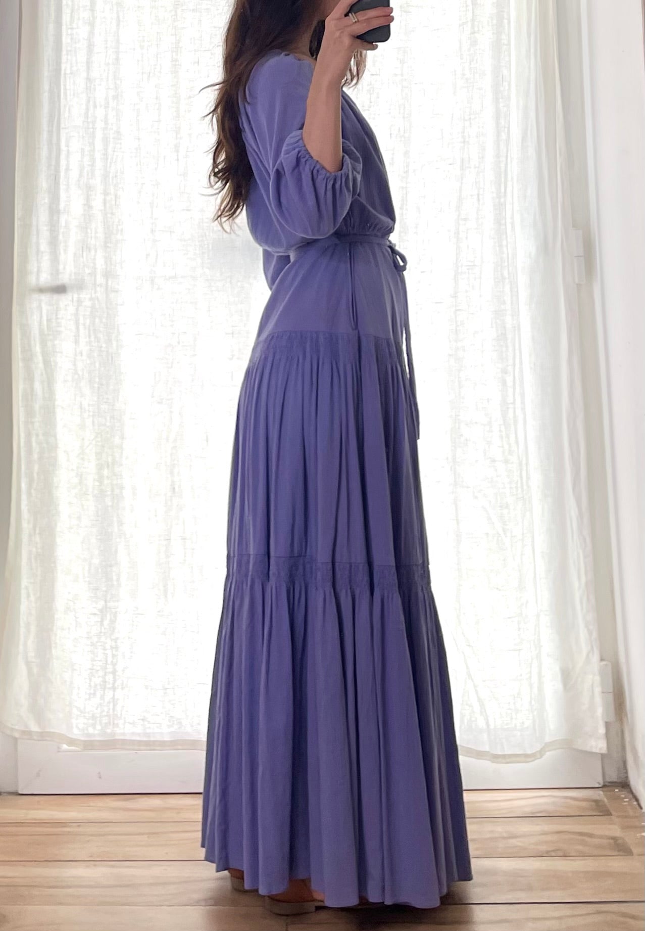 Vintage Purple Peasant Style Maxi Dress S