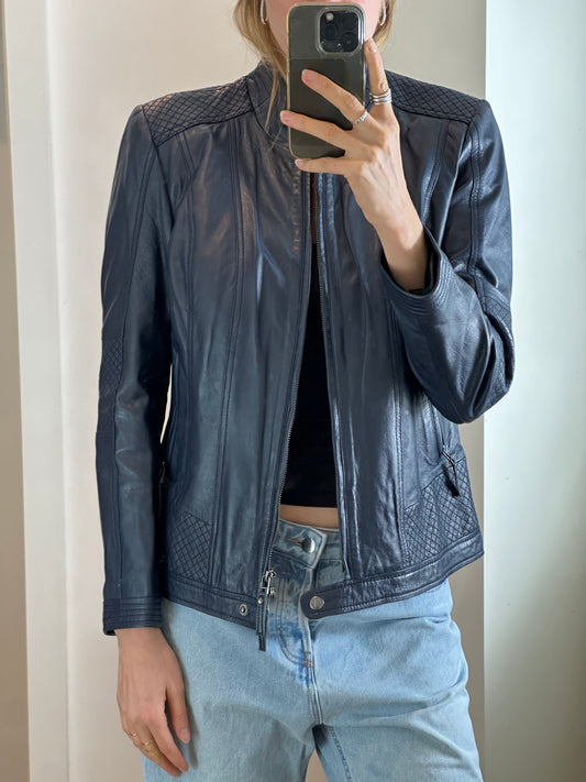 New Vintage Blue Leather Jacket S