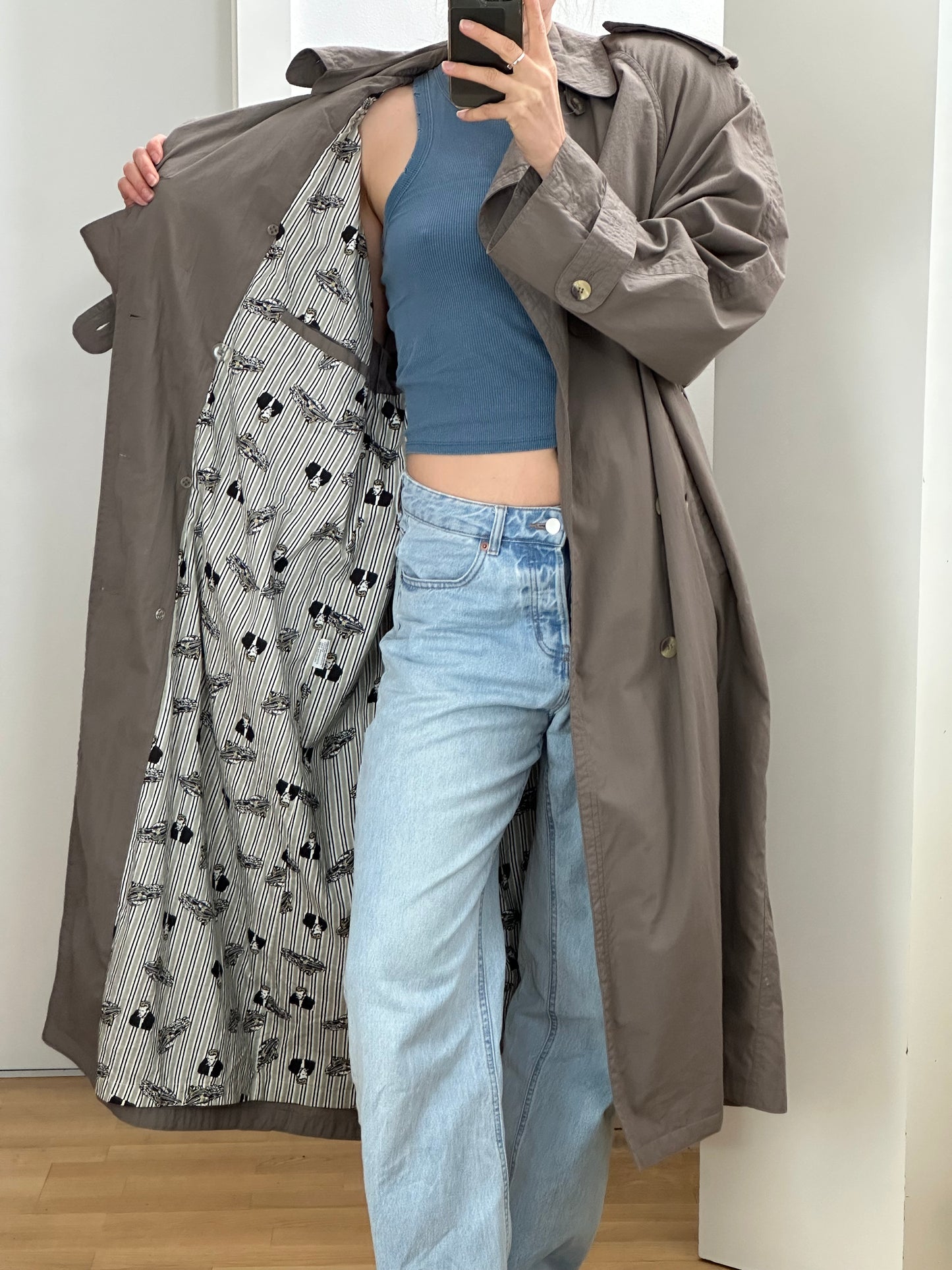 Vintage Gray Trench Coat L/XL