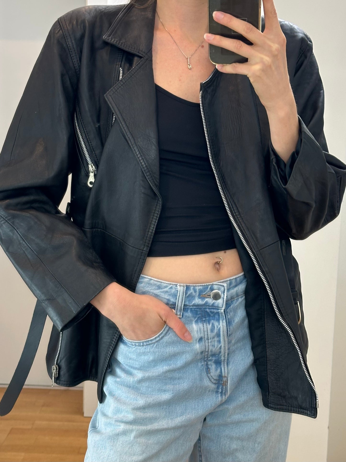 Vintage Black Leather Jacket M