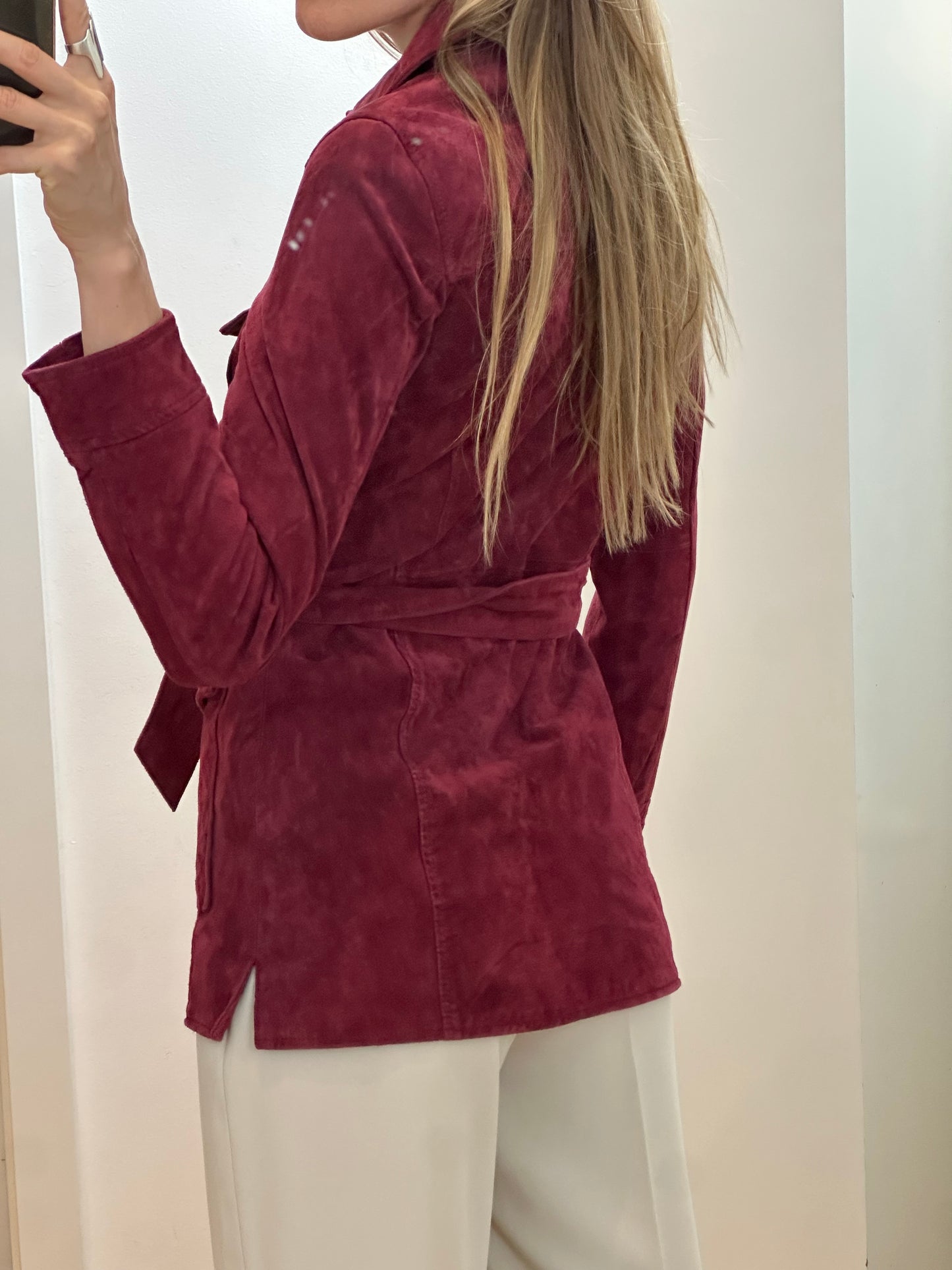 Red Burgundy Suede Leather Jacket XS