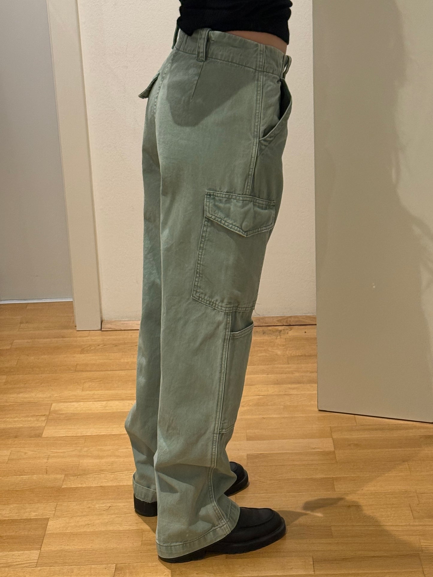 Teal 100% Cotton Cargo Trousers M/EU 38