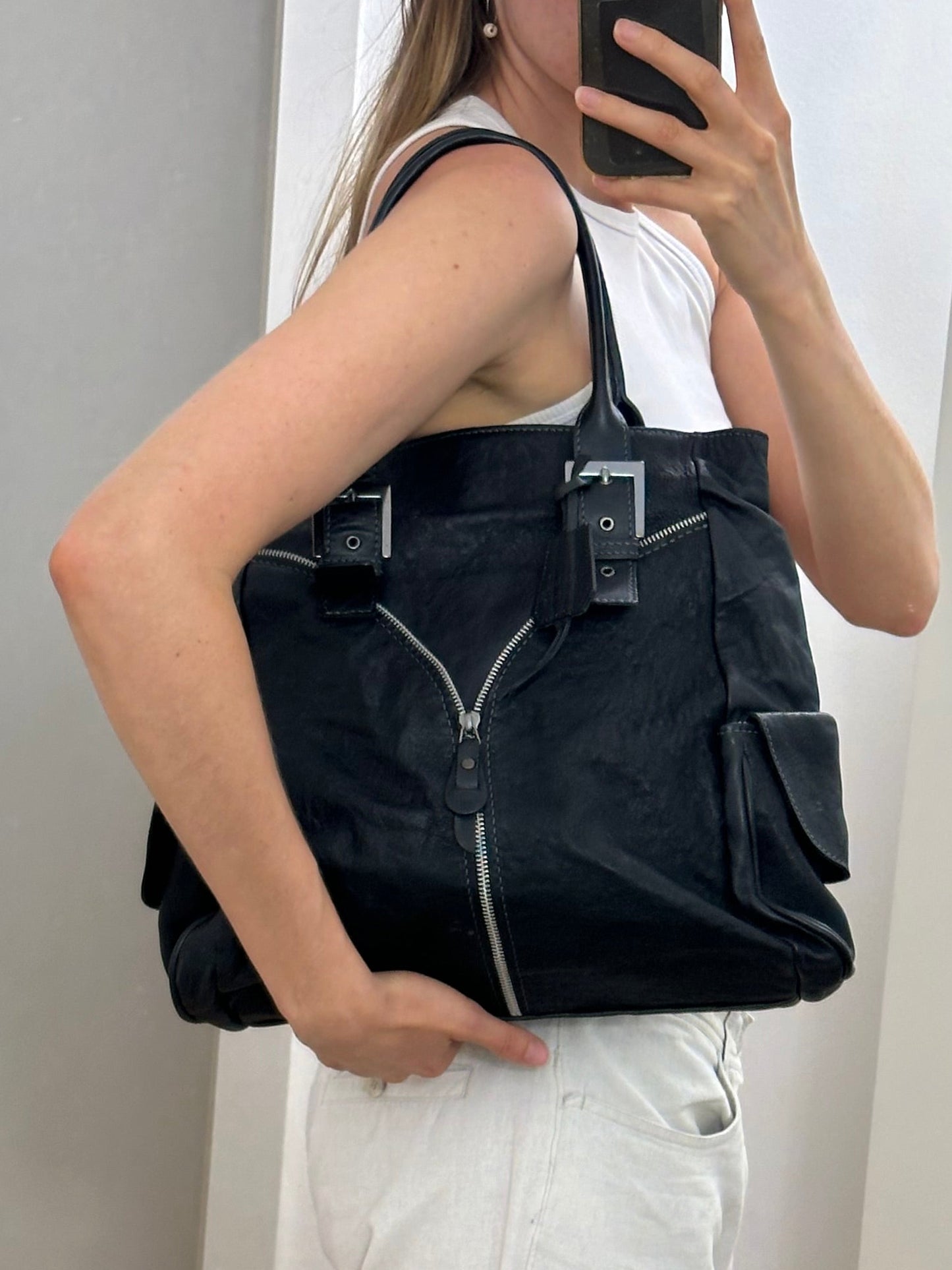 Vintage Black Leather Bag