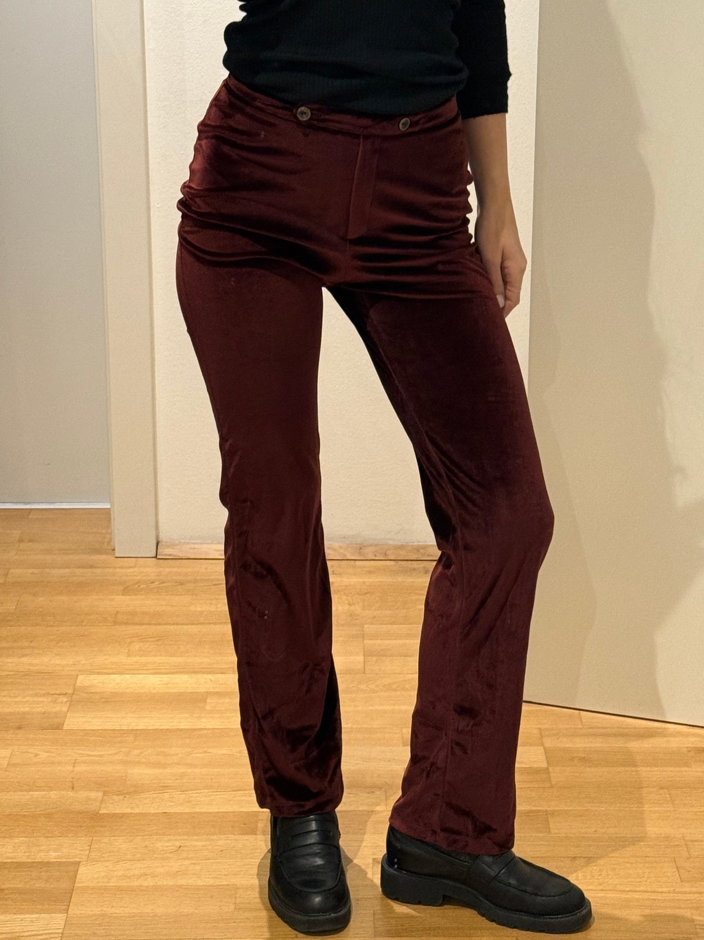 Vintage Burgundy Velvet Trousers XS/EU 34