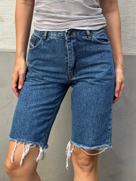 Vintage Diesel 100% Cotton Deep Blue Cut Off Bermuda Shorts XS/S