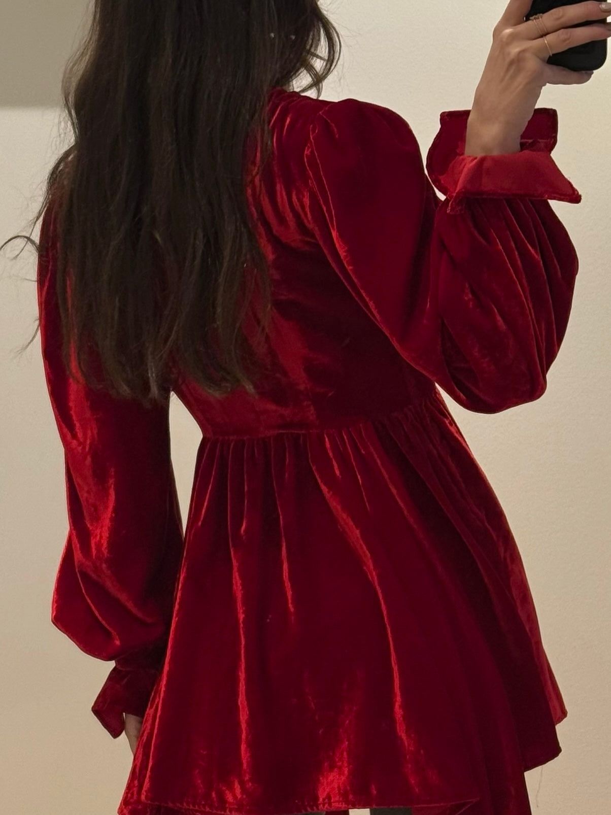 Vintage Red Velvet Long Sleeve Dress S