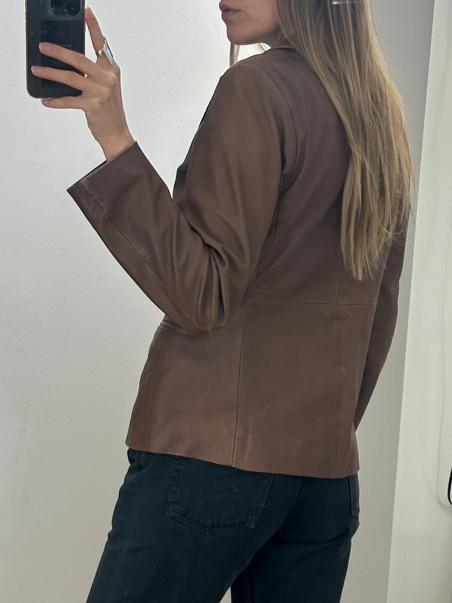 Vintage Brown Leather Blazer S