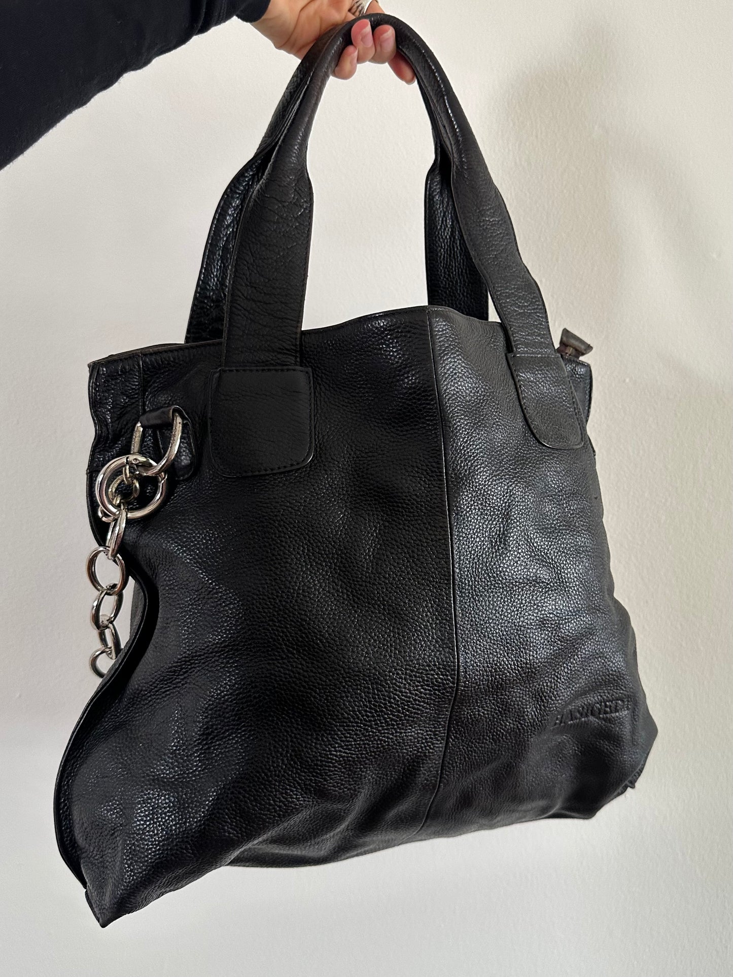 Vintage Leather Bag With Silver Chain
