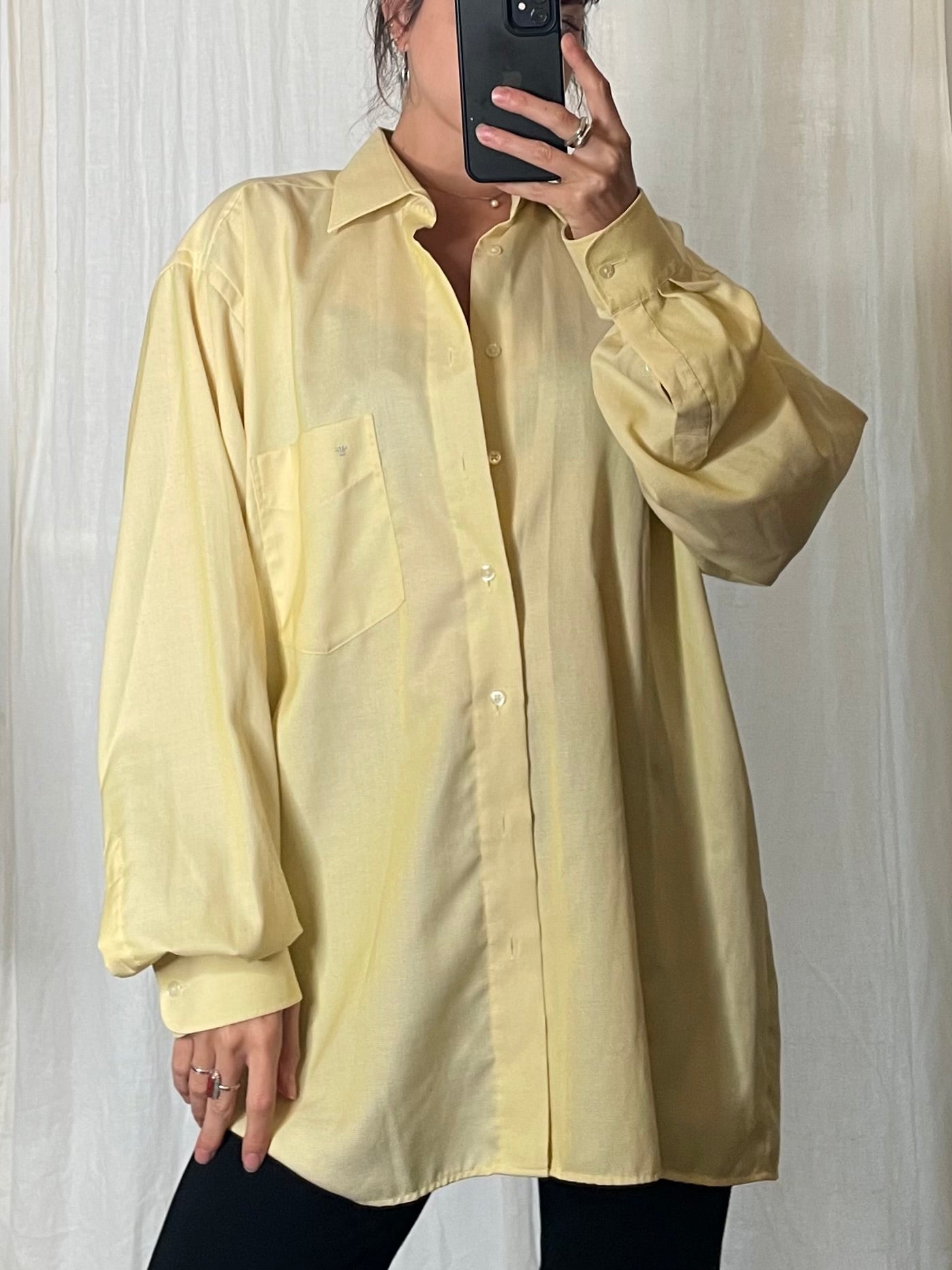 Vintage 100% Cotton Butter Yellow Button Down Shirt L