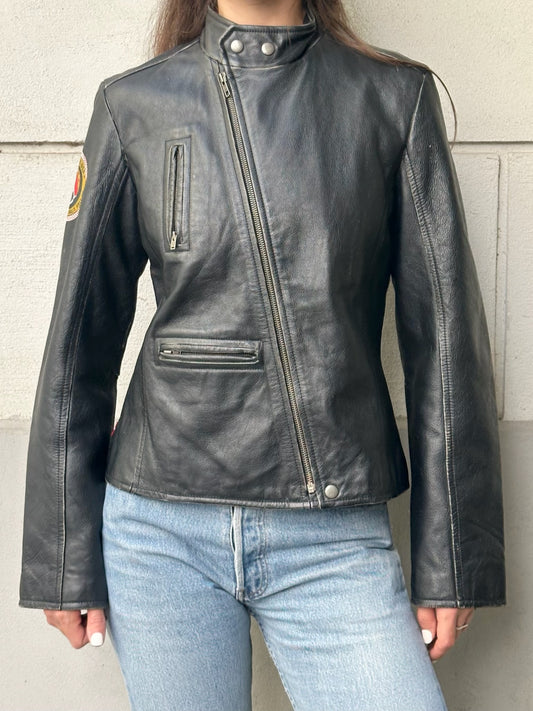 Vintage Levi’s Red Tab 100% Genuine Black Distressed Leather Moto Jacket S/M