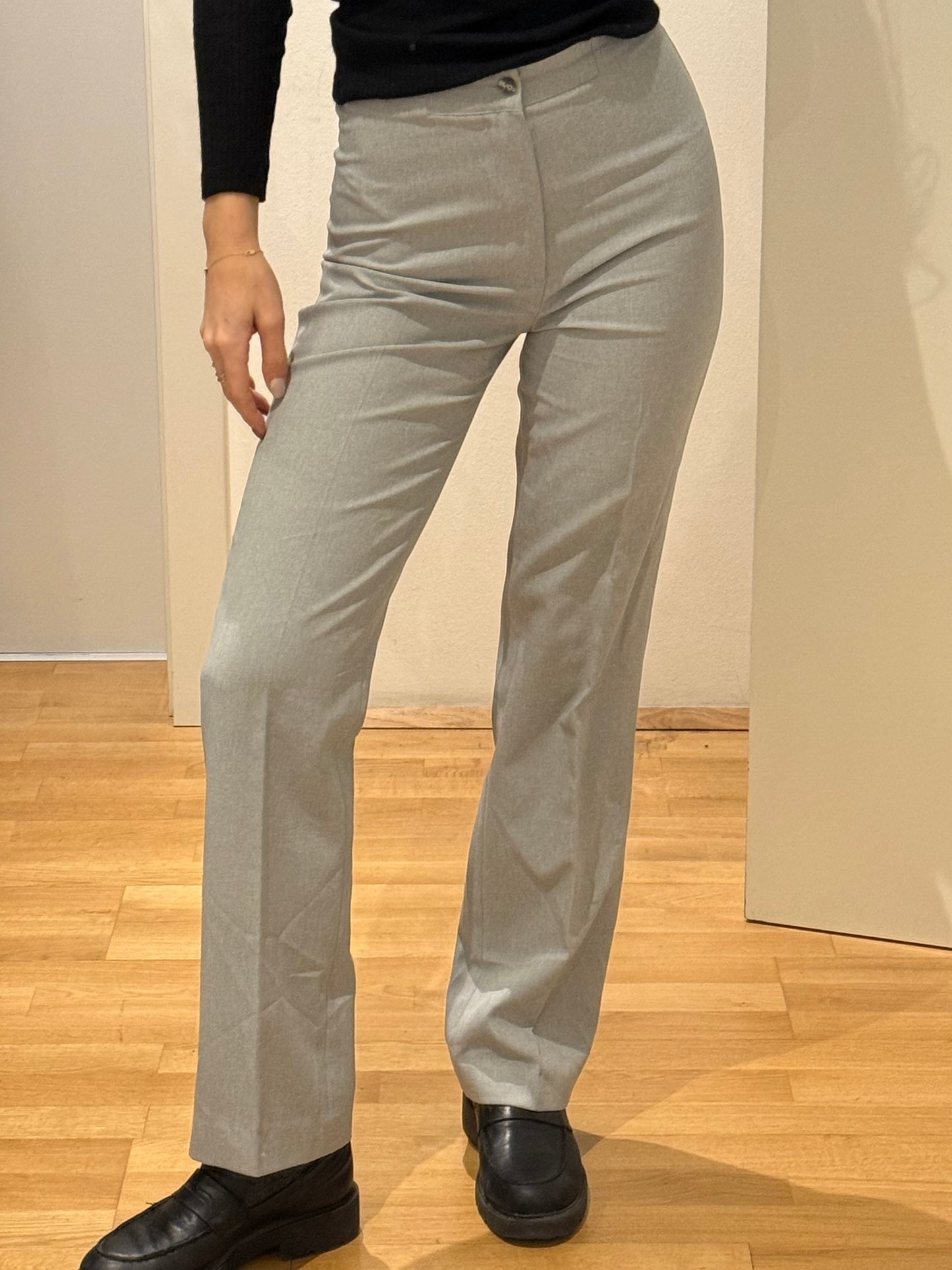 Vintage High Waisted Light Gray Straight Leg Trousers XS EU 34