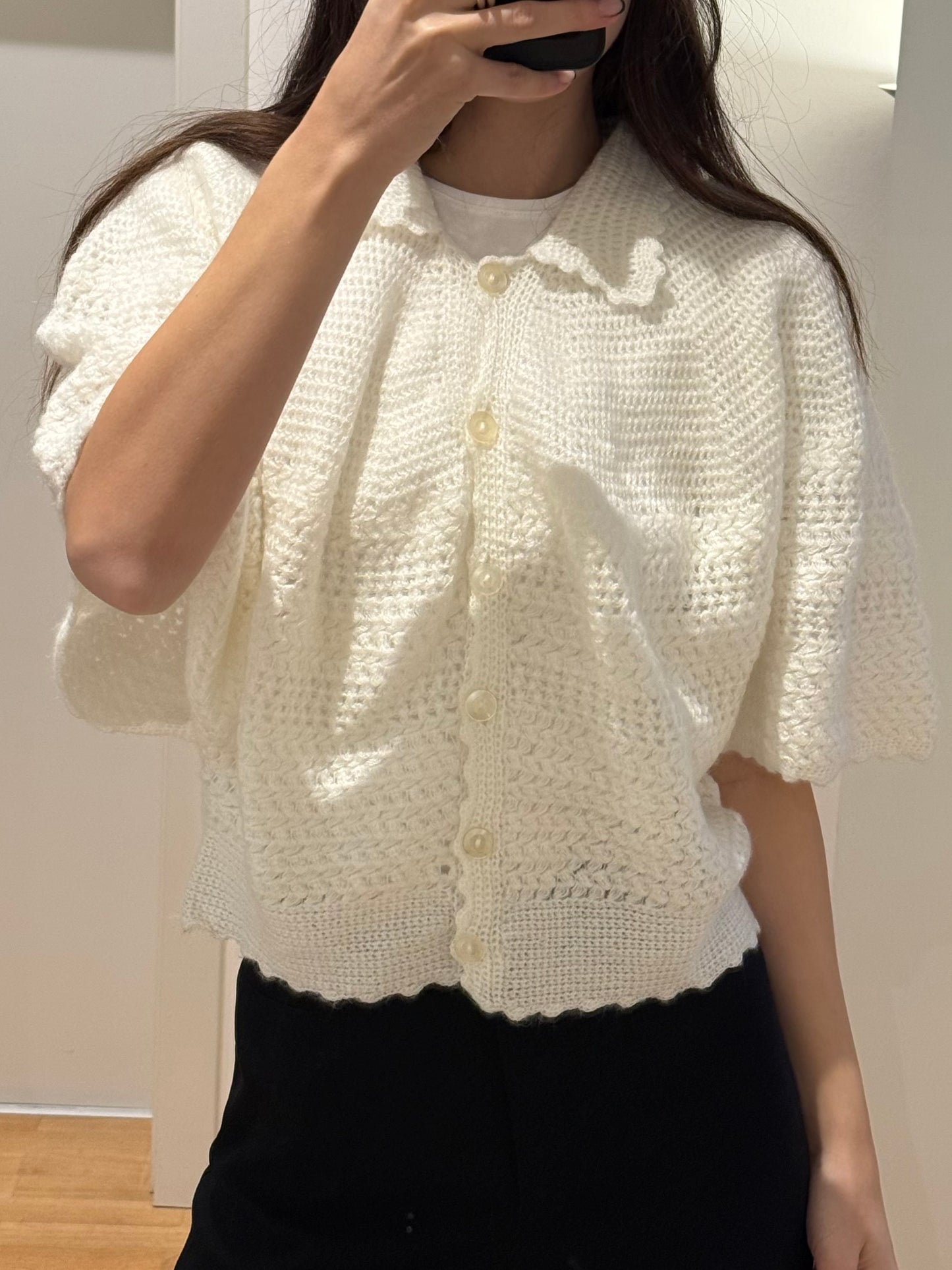 Vintage Off White Handmade Cardigan Sweater M