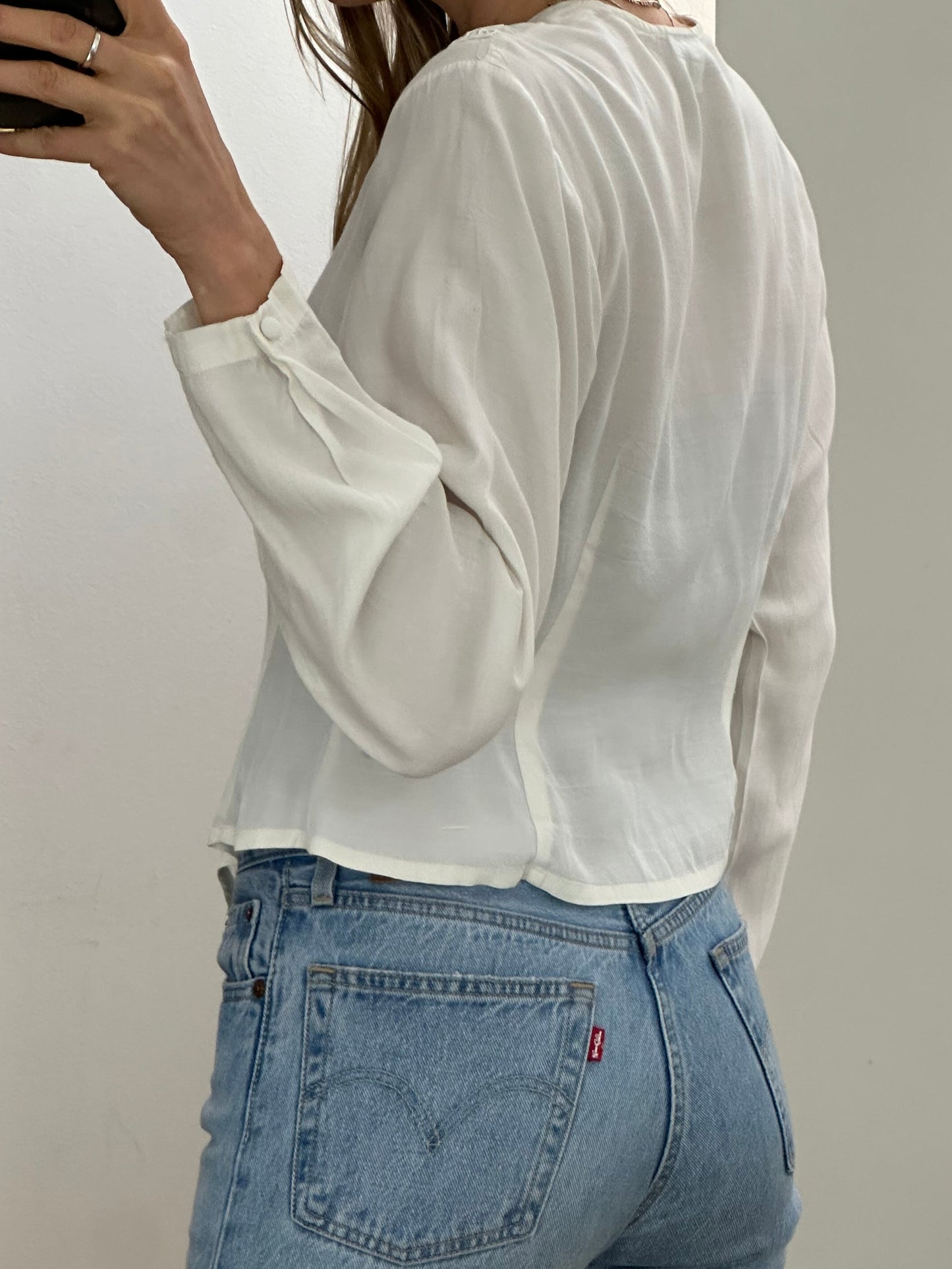 Vintage Viscose Blend White Blouse S