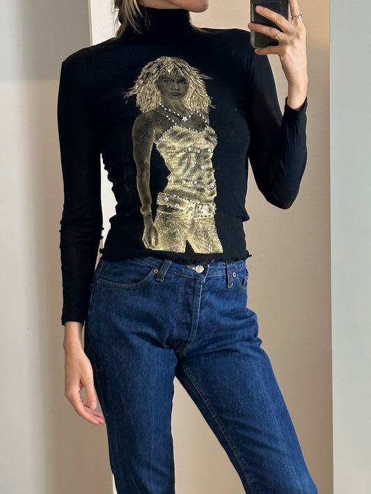 Vintage Y2K Black Mesh Top S