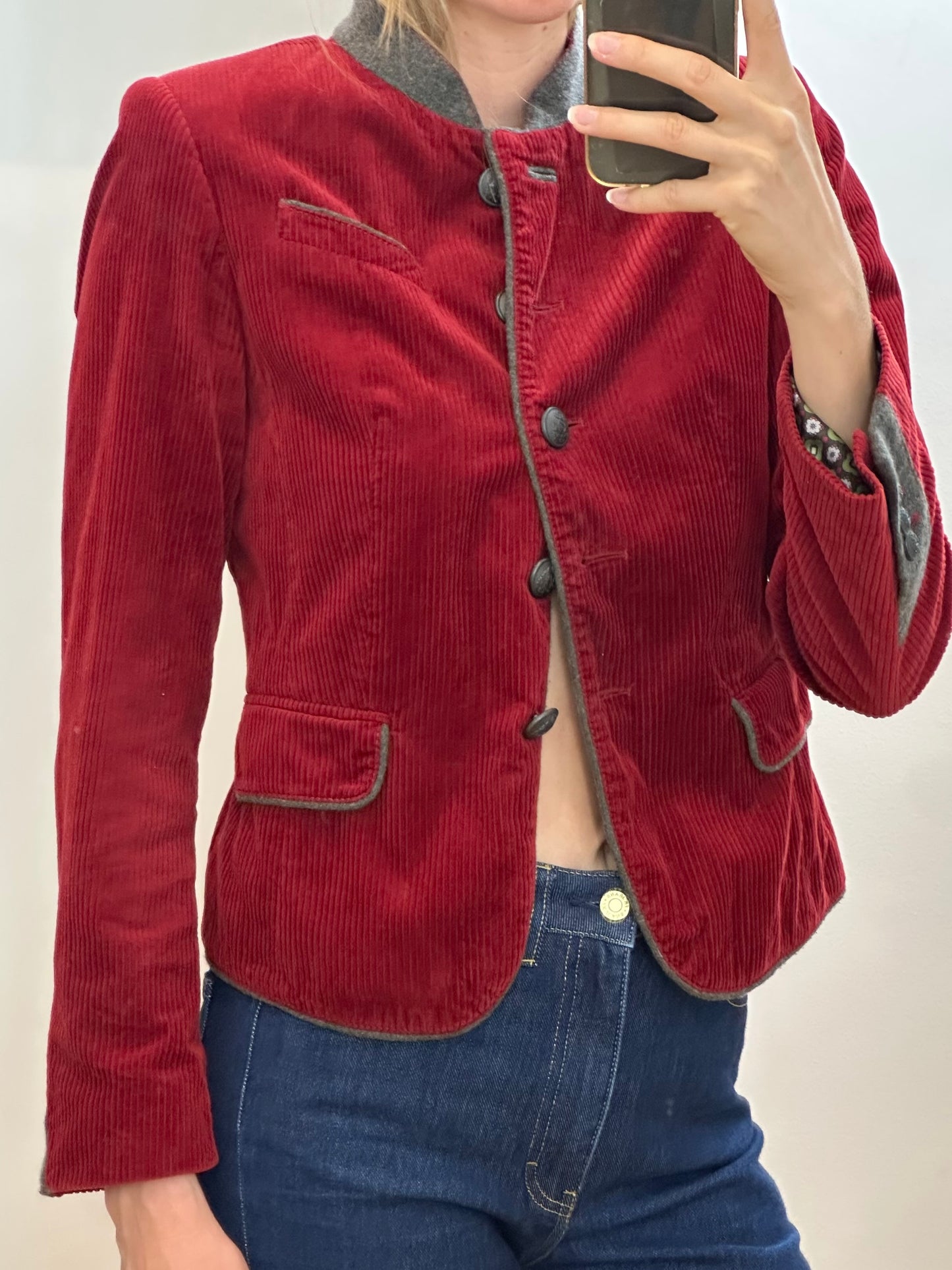 White Label Red Corduory Cotton Jacket S