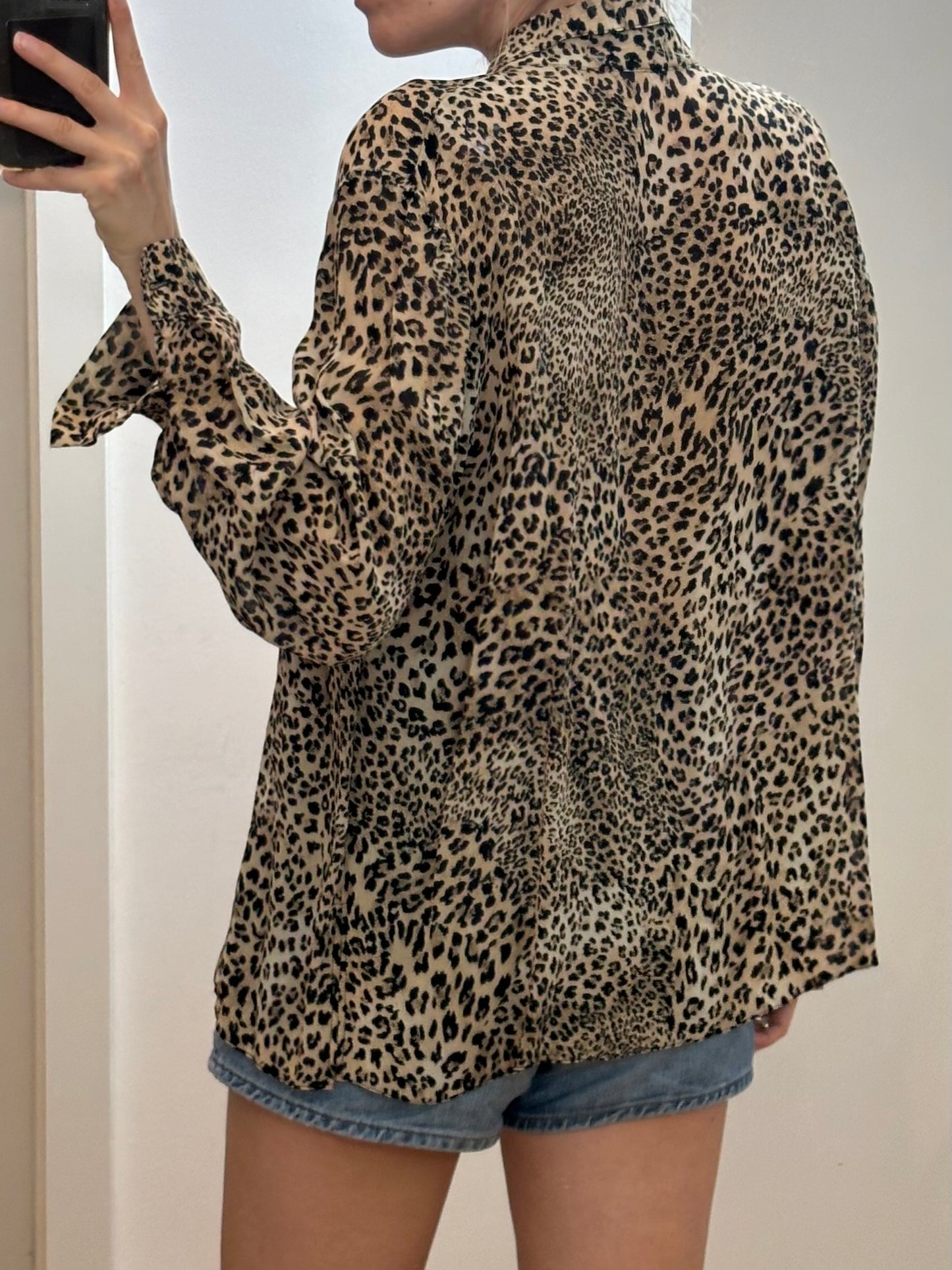Vintage Viscose Leopard Blouse M