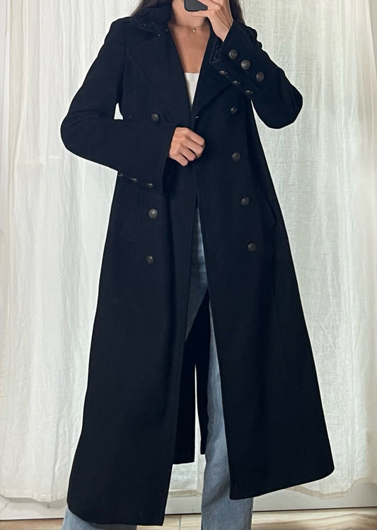 100% Wool Black Maxi Blazer Style Coat S/M