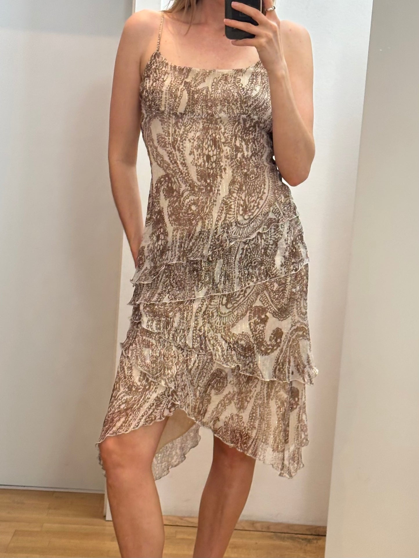 Vintage Silk Midi Dress S