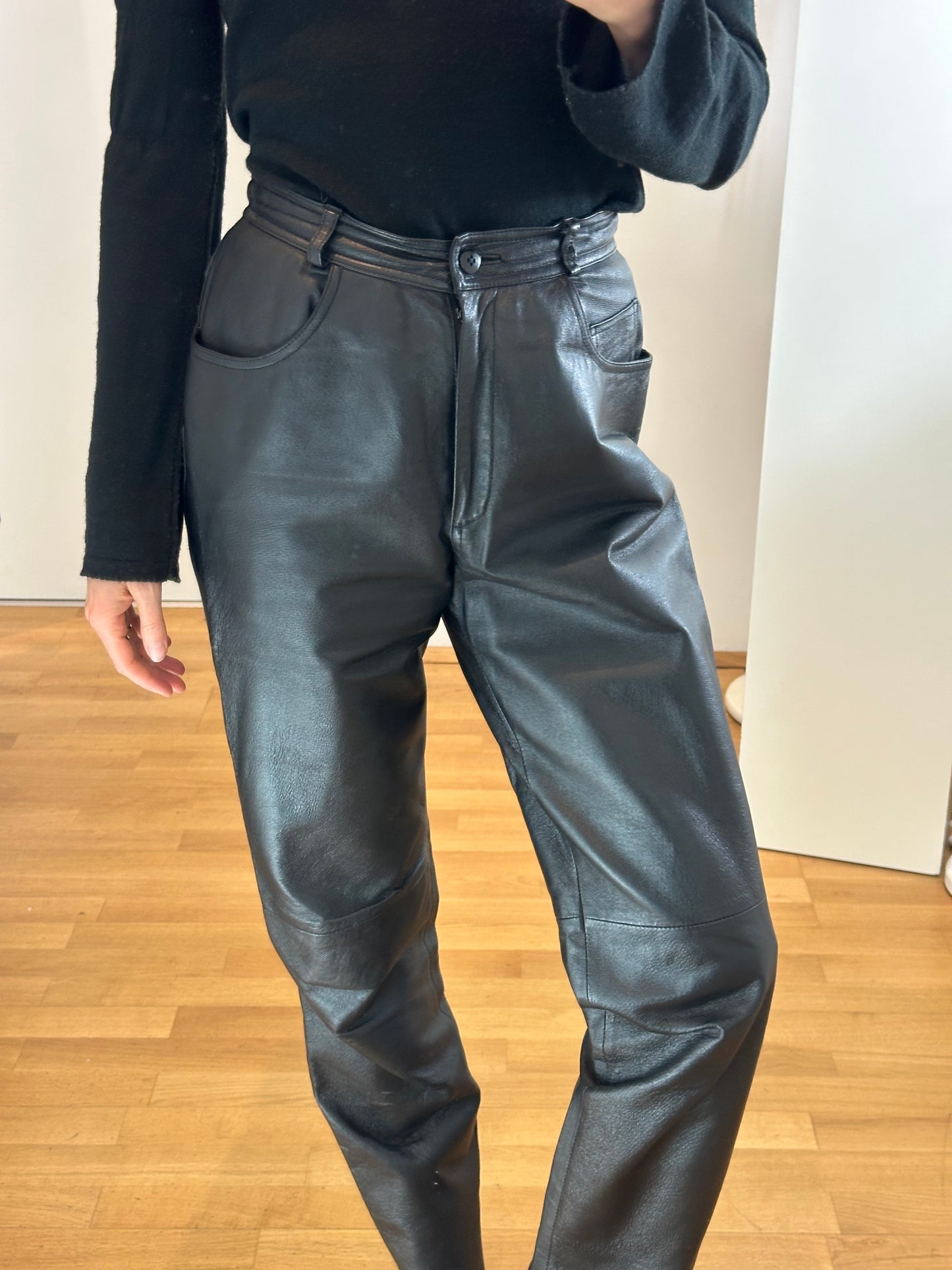 Vintage Black Leather Pants M