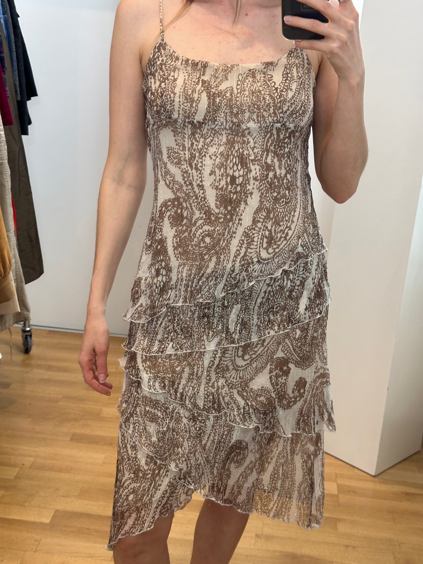 Vintage Silk Midi Dress S