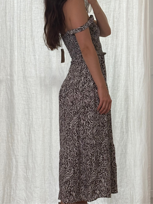 Ruched Top Printed Maxi Dress S