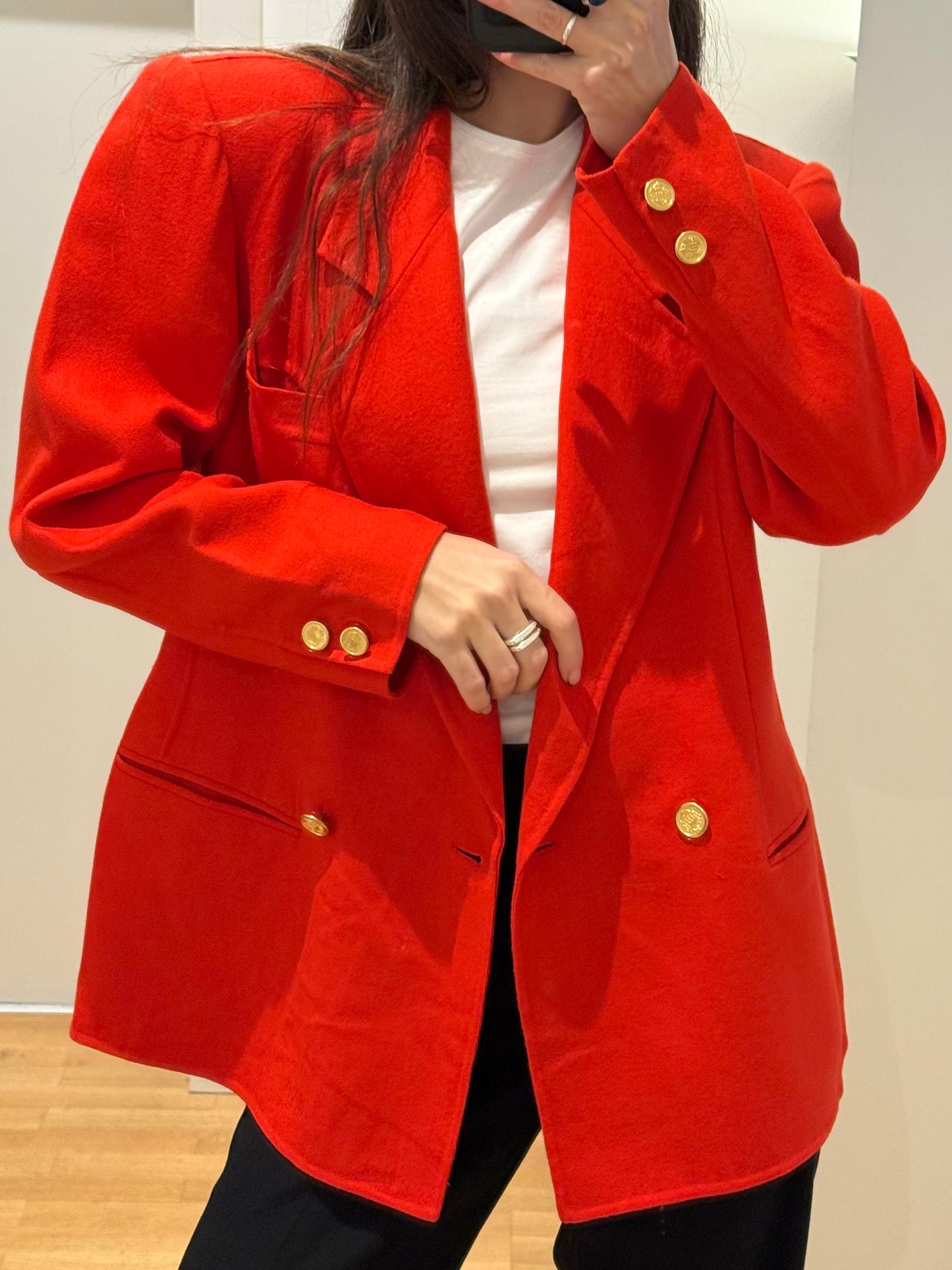 Vintage Red/Orange 100% Wool Blazer Jacket L