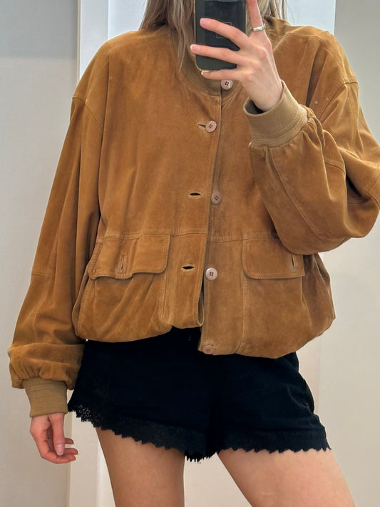 Vintage Brown Suede Leather Jacket XL