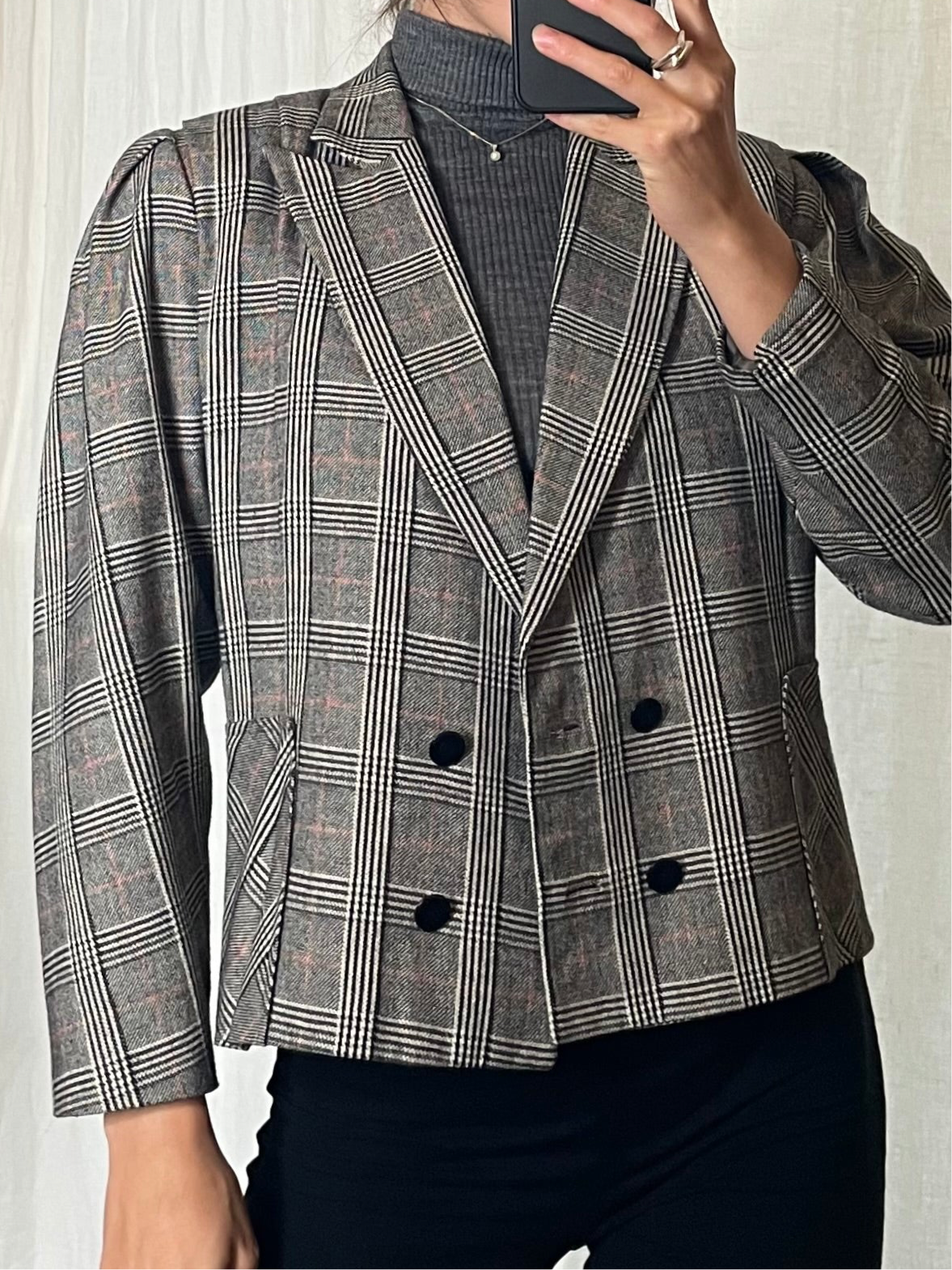 Vintage 100% Wool Plaid Blazer Jacket M