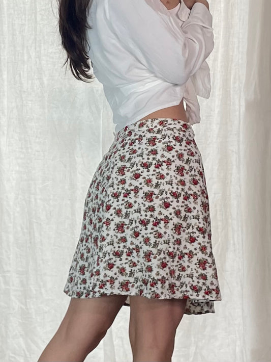 Vintage Floral Print Skirt S/M