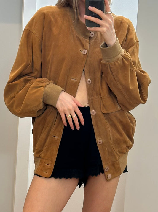 Vintage Brown Suede Leather Jacket XL