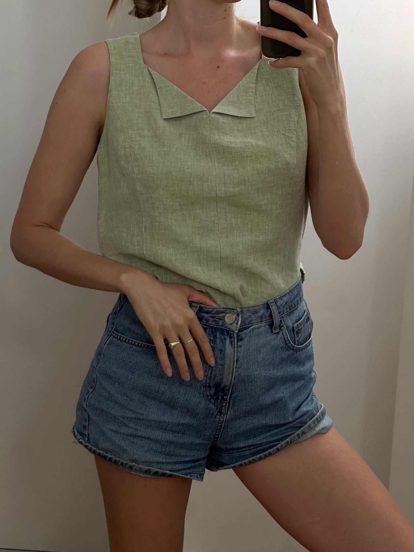 Sage Linen Top M