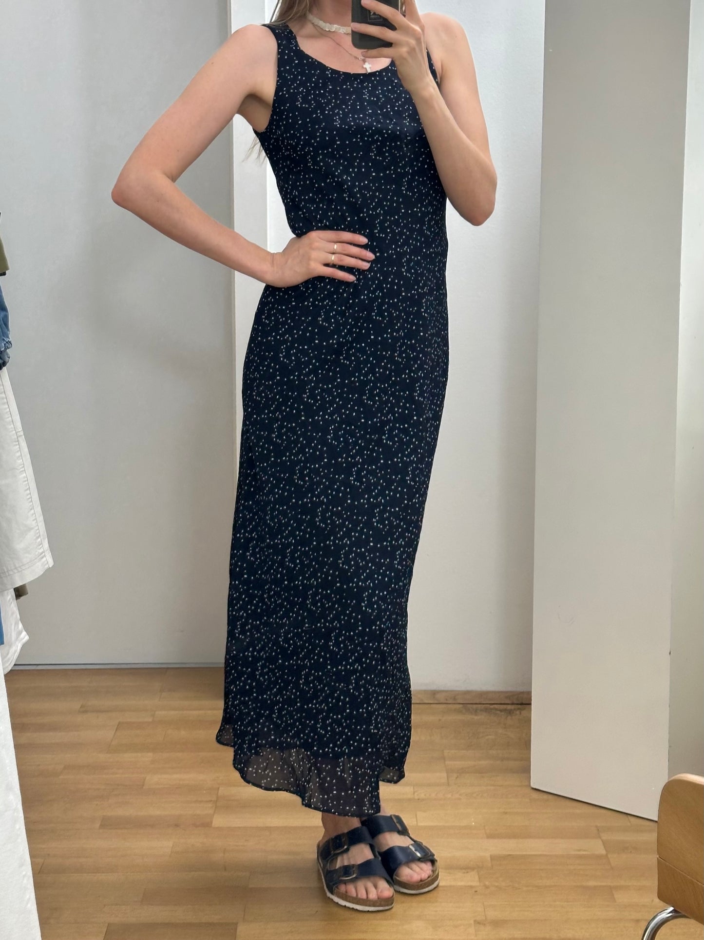 Vintage Navy Blue Maxi Dress S