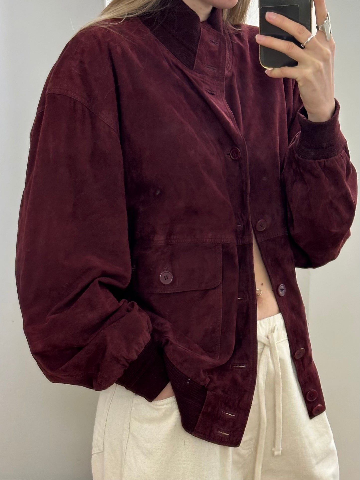 Vintage Burgundy Suede Leather Jacket L