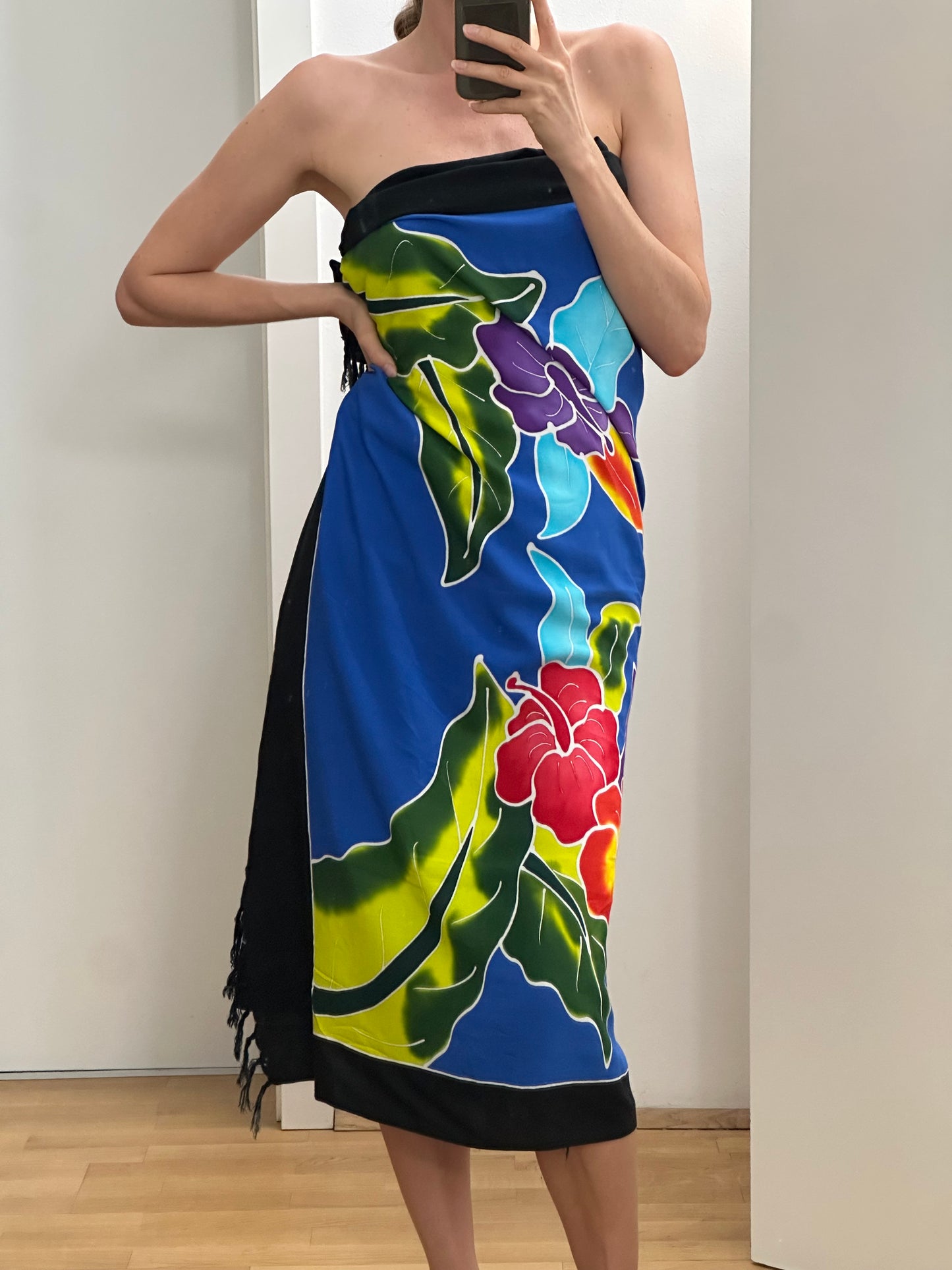 Vintage Tropical Sarong Wrap Dress
