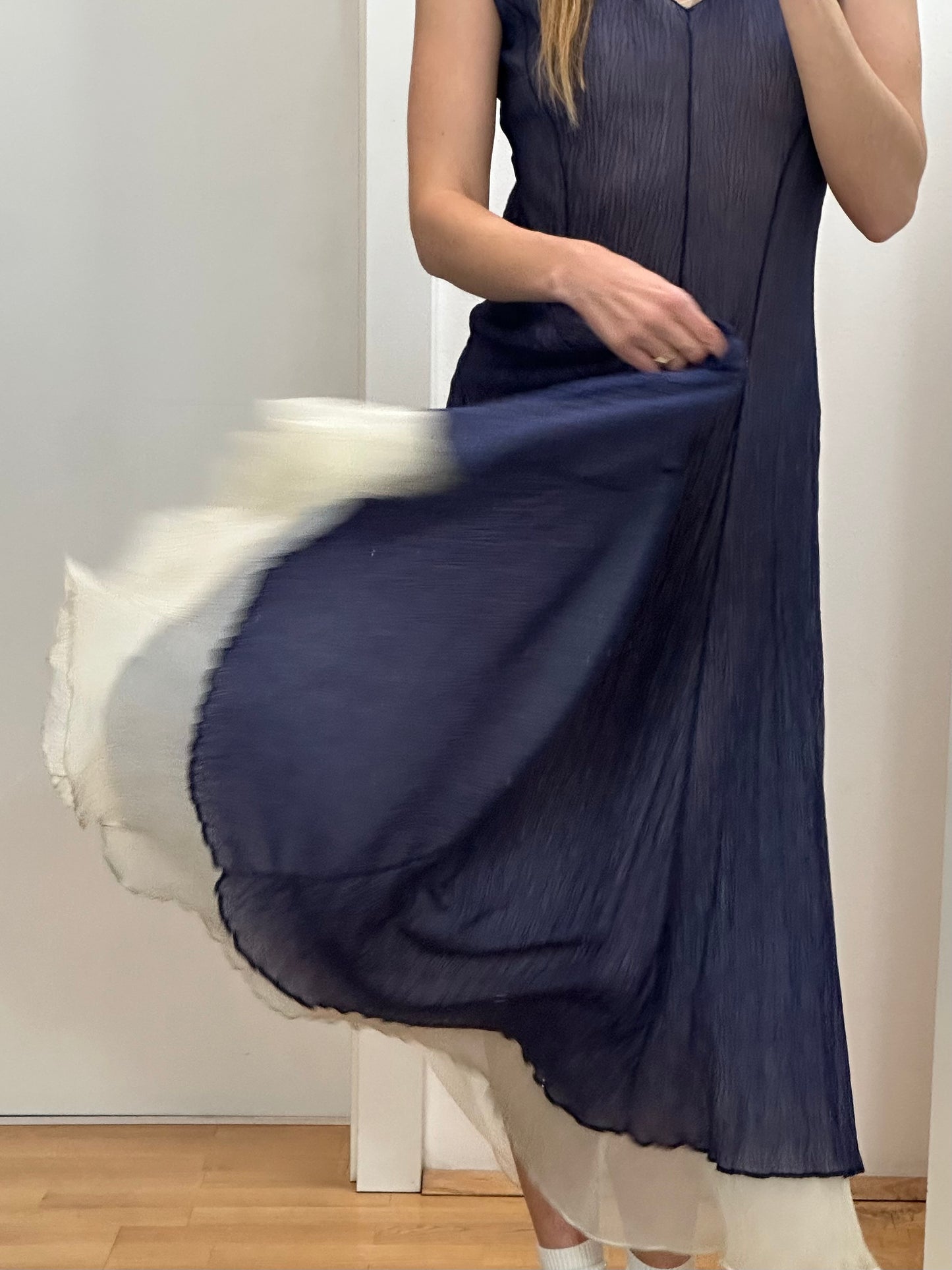 Vintage Navy Sheer Maxi Dress S/M