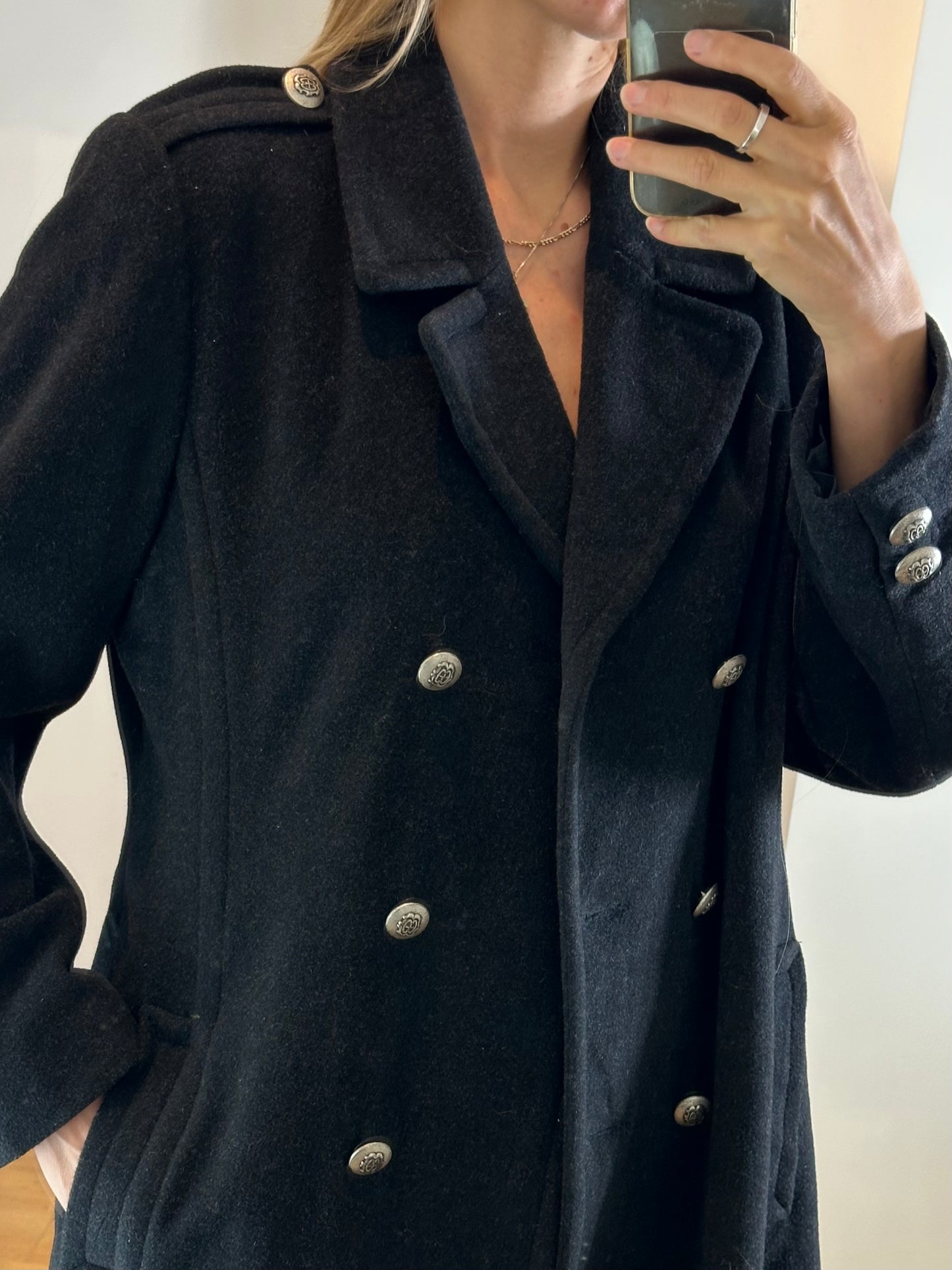 Vintage Dark Gray Wool Maxi Coat M/L