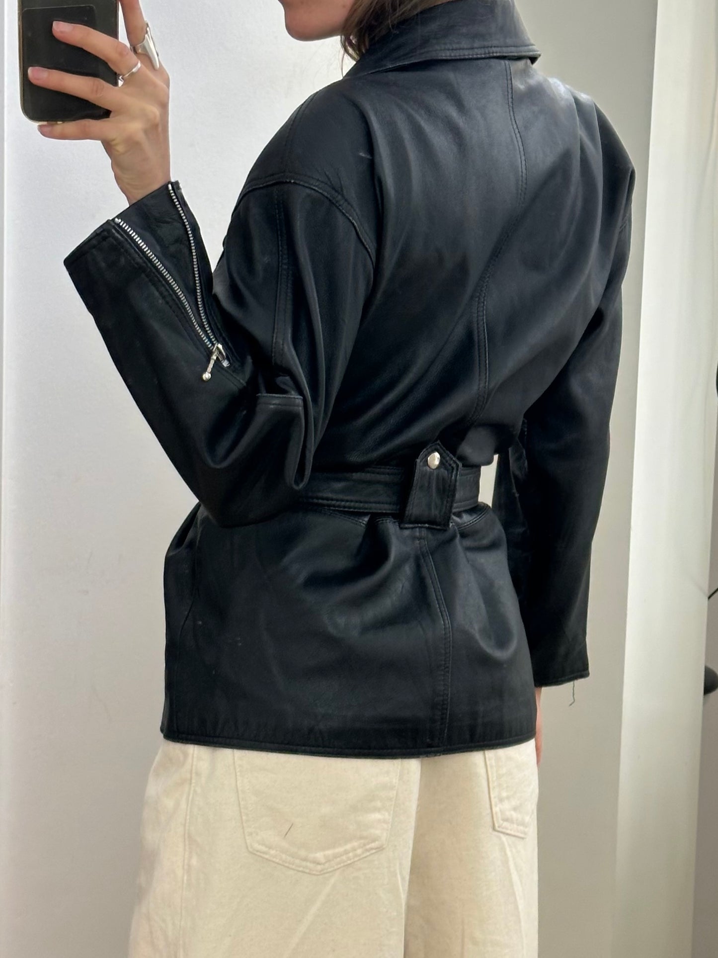 Vintage Black Leather Jacket M