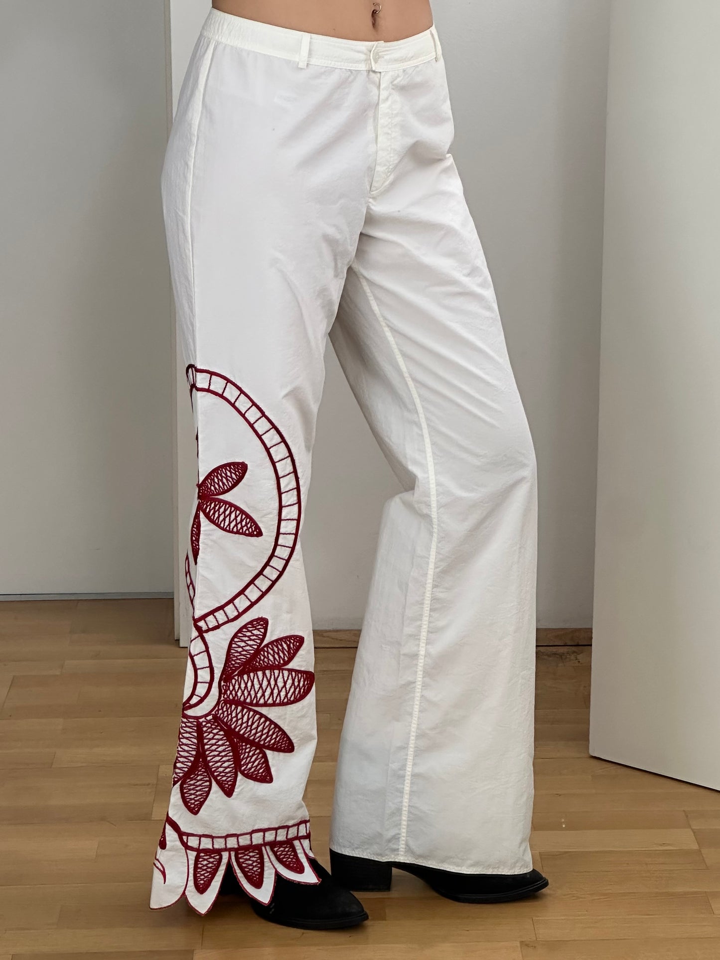 Vintage White Flared Trousers M