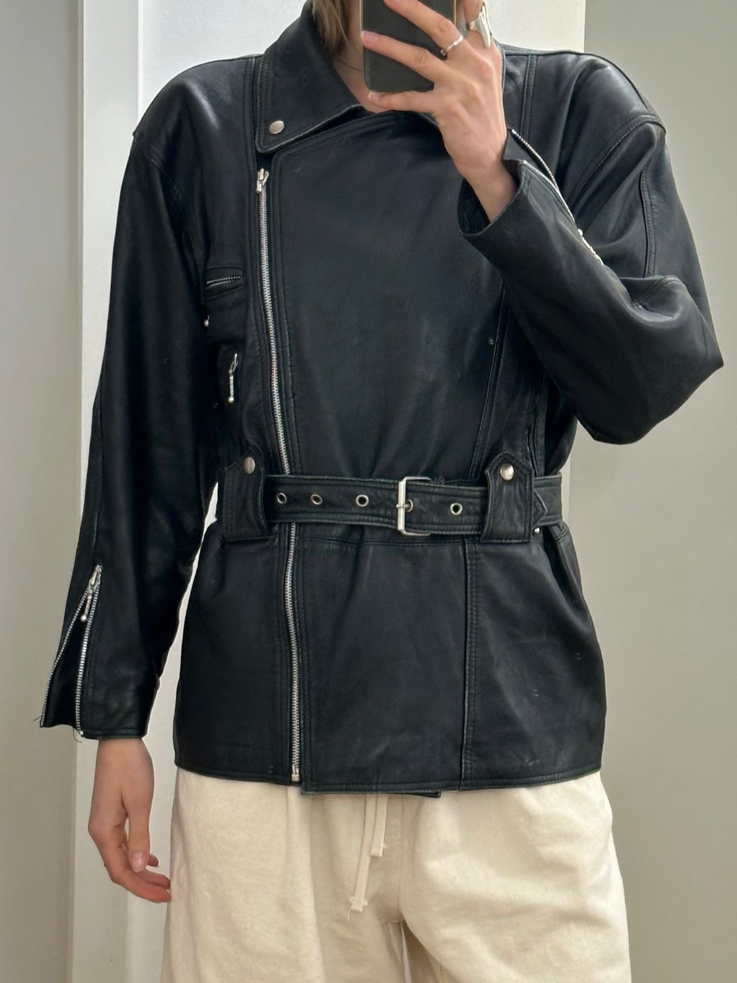 Vintage Black Leather Jacket M