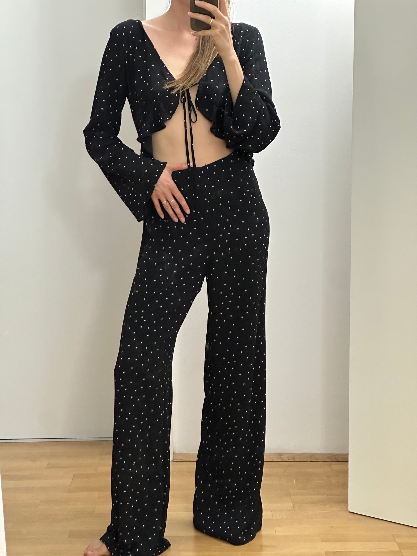 Black Polkadot Jumpsuit M