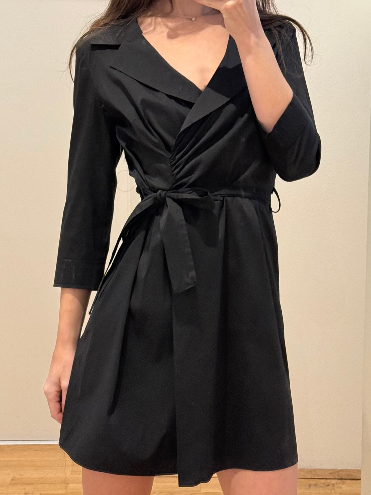 Black Blazer Style Belted Mini Dress S