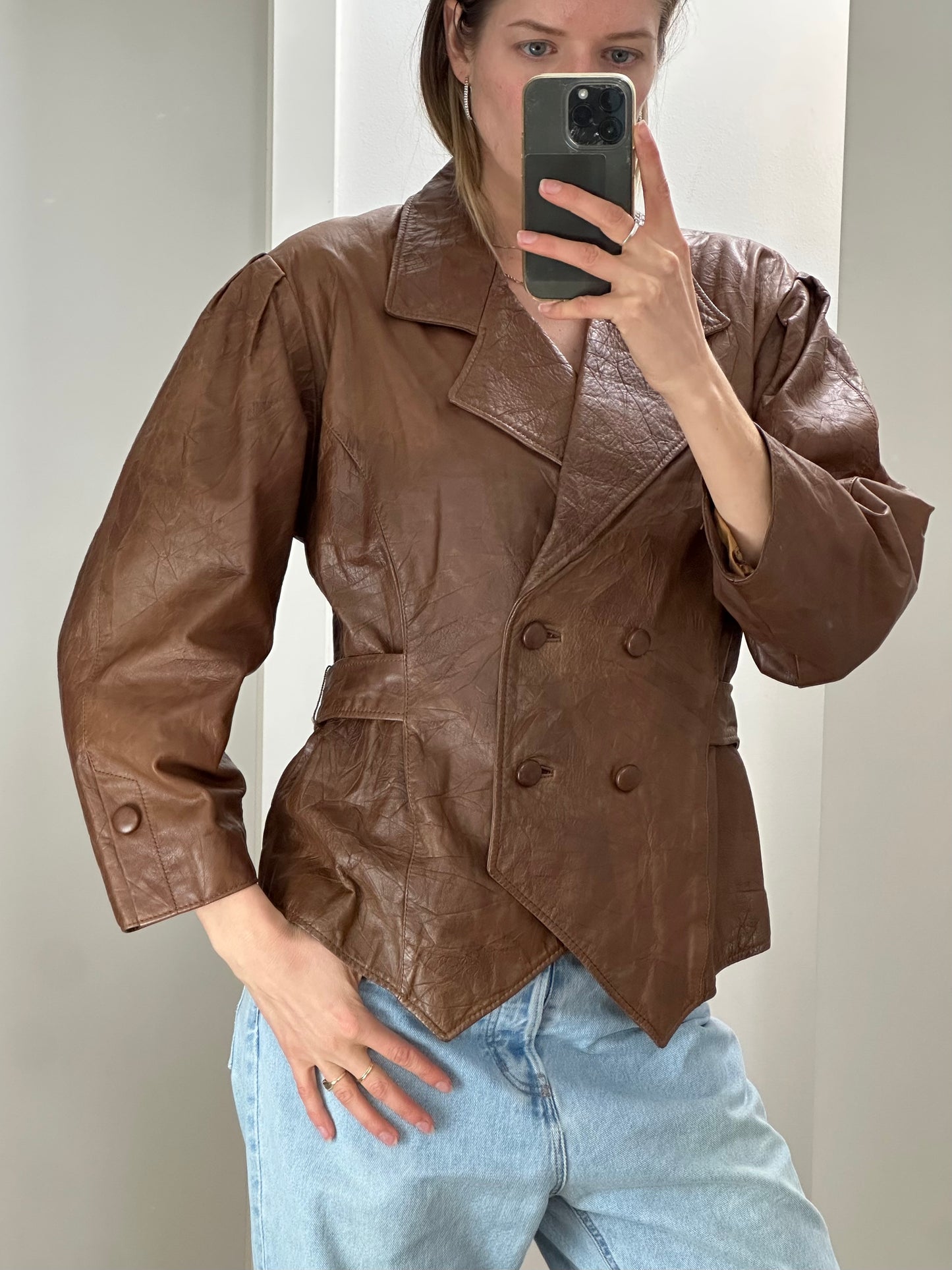 Vintage Brown Leather Jacket M