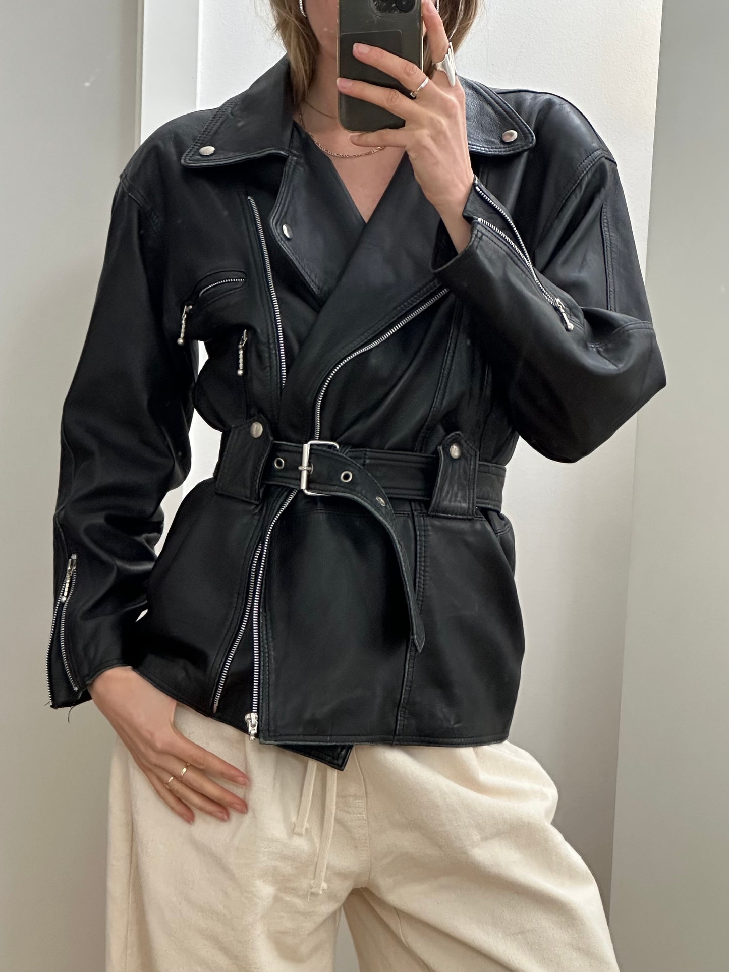 Vintage Black Leather Jacket M