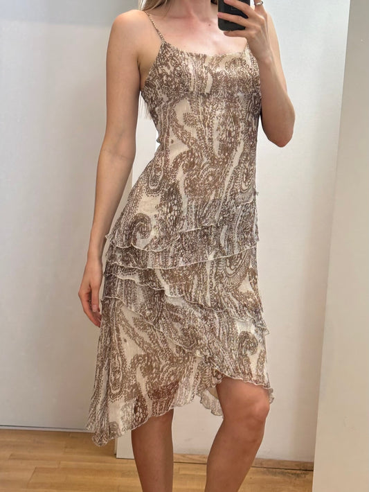 Vintage Silk Midi Dress S