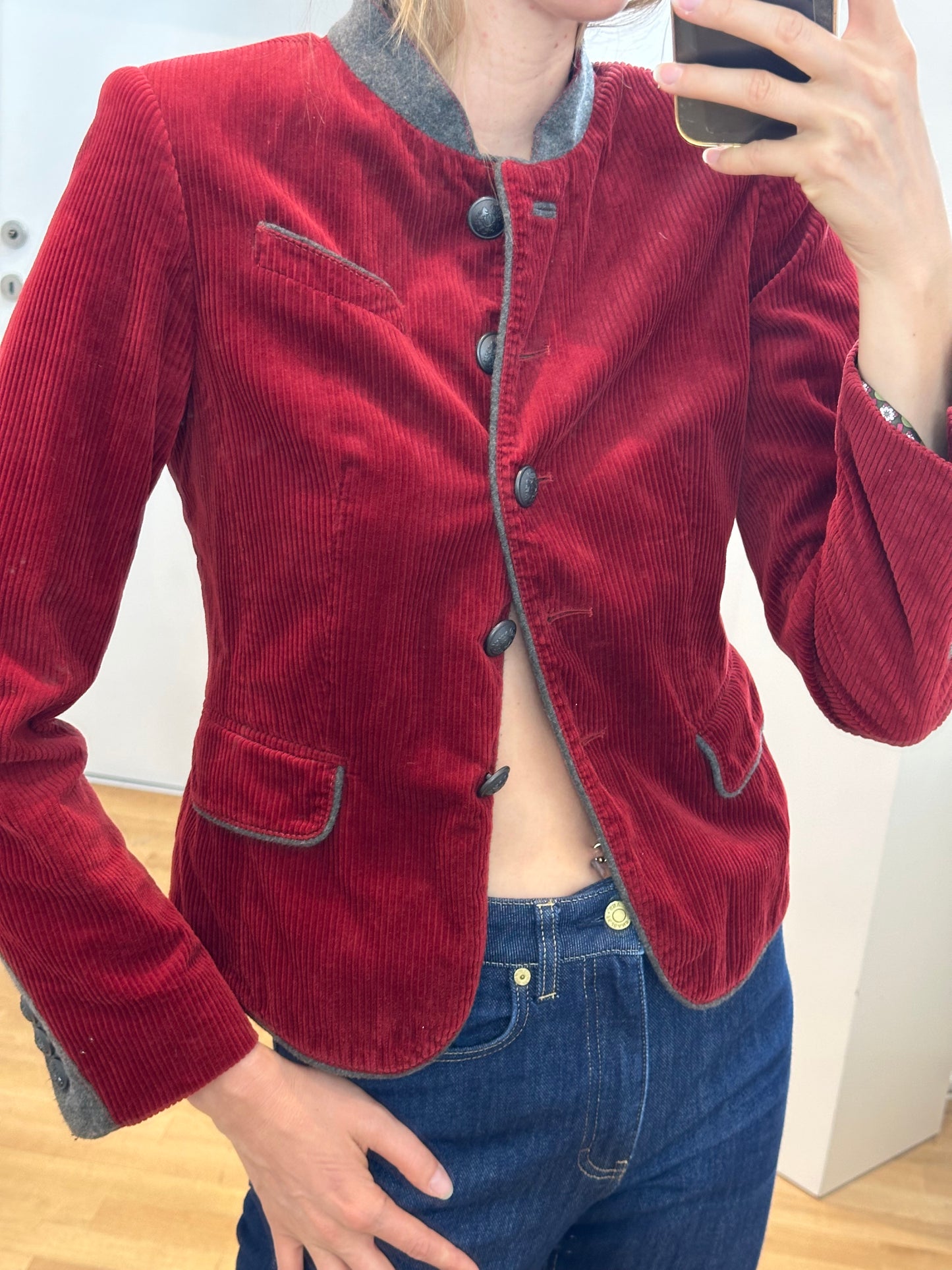 White Label Red Corduory Cotton Jacket S