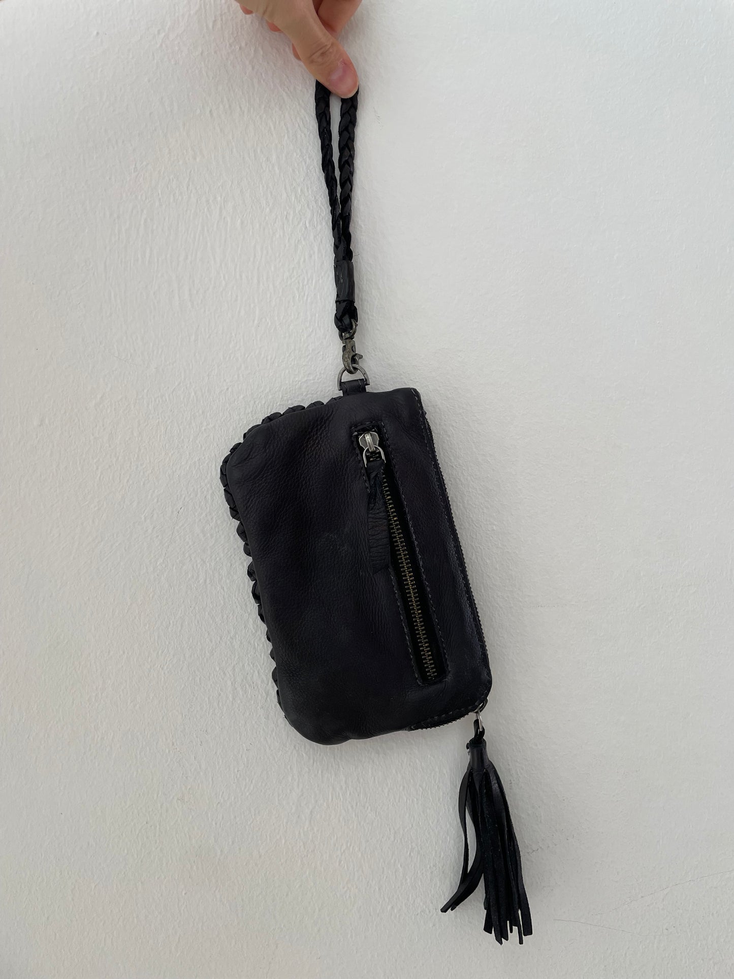 Unmade Copenhagen Leather Black Braided Pouch Bag