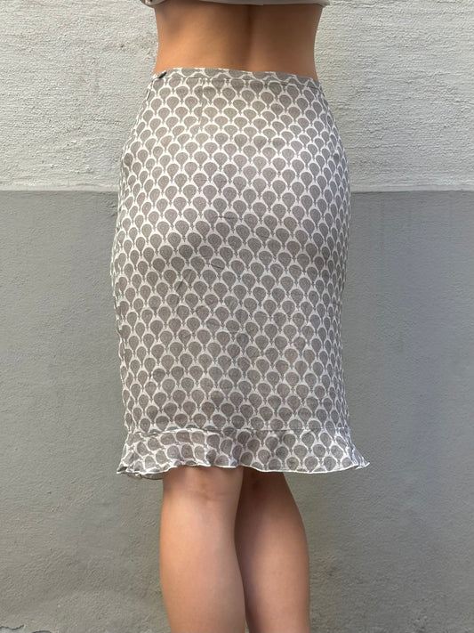 Vintage Viscose Knee Length Print Skirt S