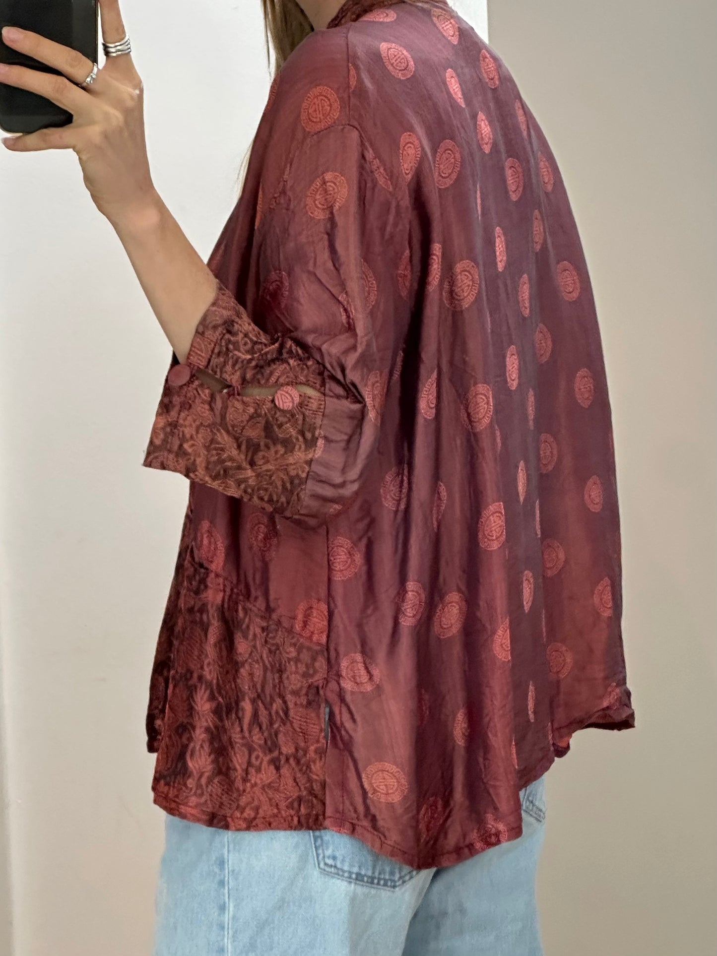 Vintage Silk Asian Blouse L